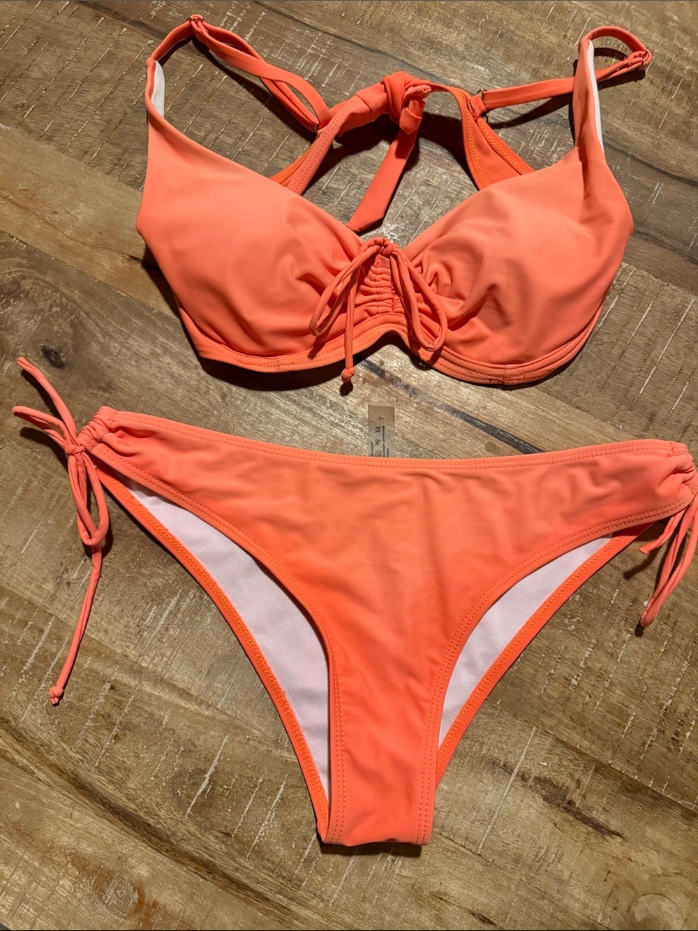 SHEIN Coral Tie-Front & Tie-Side Bikini Set